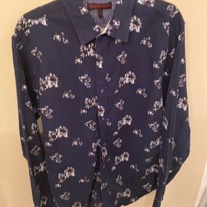 Blue floral button up shirt